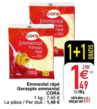 Cora Emmental râpé geraspte emmental cora aanbieding