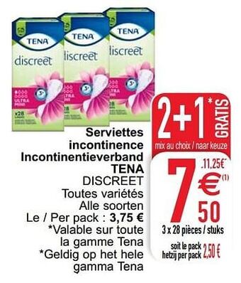 Cora Serviettes incontinence incontinentieverband tena discreet aanbieding