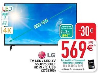 Cora Lg tv led - led-tv 55up75006lf aanbieding