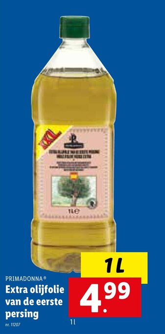 Lidl Primadonna Extra olijfolie van de eerste persing aanbieding