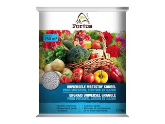 Hubo Fortus universele meststof korrel moestuin/siertuin/gazon 7,5kg aanbieding
