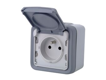 Hubo Legrand Stopcontact met penaarde grijs aanbieding