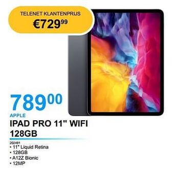 Elektro Van Assche Apple ipad pro 11`` wifi 128gb aanbieding
