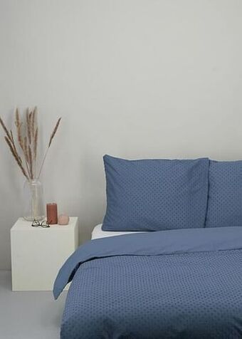 HEMA Dekbedovertrek Zacht Katoen Structuur Wit Blauw (blauw)