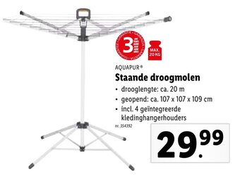 Lidl Aquapur Staande droogmolen aanbieding