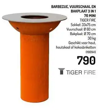 Oh Green Barbecue vuurschaal en bakplaat 3 in 1 70 mini tiger fire aanbieding