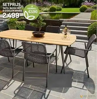Oh Green Tafel basso met 6 stoelen aruba aanbieding