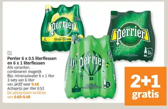 Albert Heijn Perrier 6 x 0.5 literflessen en 6 x 1 literflessen aanbieding