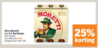 Birra Moretti 6 x 0.3 literflesjes
