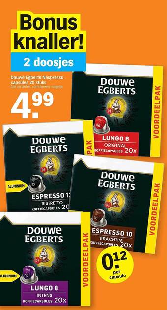 Albert Heijn Douwe Egberts Nespresso Capsules 20 Stuks aanbieding
