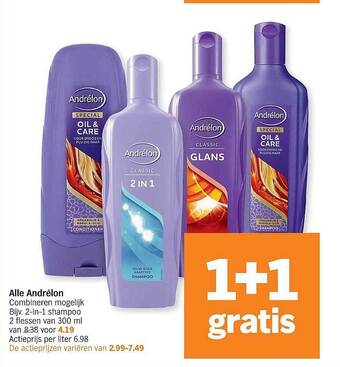 Albert Heijn Alle Andrélon 1+1 Gratis aanbieding