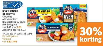 Albert Heijn Iglo Vissticks Of Ovenvis aanbieding
