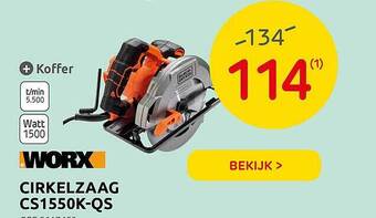 Brico Worx Cirkelzaag Cs1550k-qs aanbieding