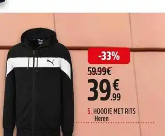 Intersport 5. Hoodie Met Rits Heren aanbieding