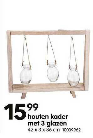 Yess Houten Kader Met 3 Glazen aanbieding