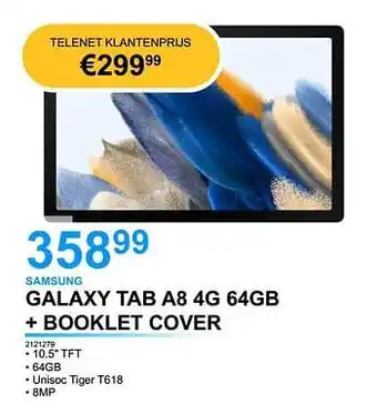 Elektro Van Assche Samsung galaxy tab a8 4g 64gb + booklet cover aanbieding