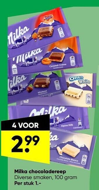 Big Bazar Milka chocoladereep aanbieding