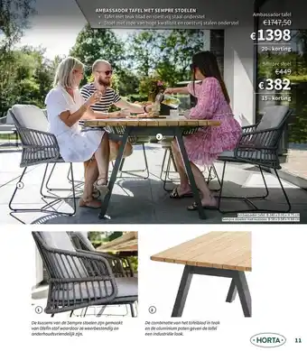 Horta Ambassador Tafel Met Sempre Stoelen aanbieding
