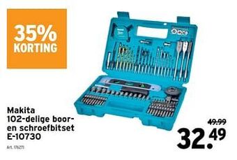 GAMMA Makita 102-delige booren schroefbitset e-10730 aanbieding