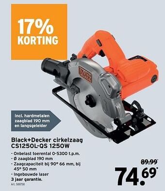 GAMMA Black+decker cirkelzaag cs1250l-qs 1250w aanbieding
