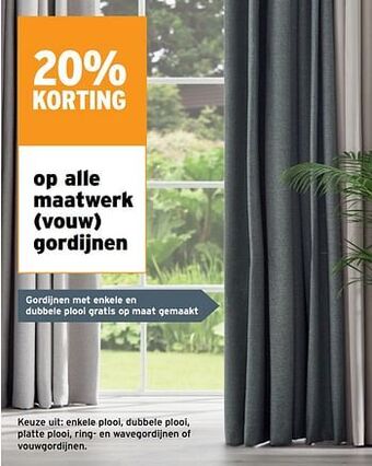 GAMMA 20% korting op alle maatwerk vouw gordijnen aanbieding