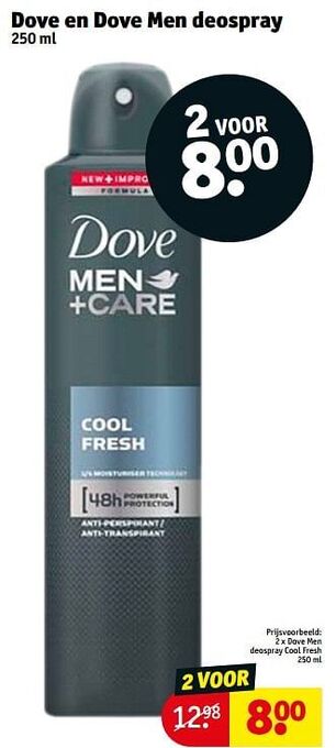 Kruidvat Dove men deospray cool fresh aanbieding