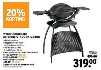 GAMMA Weber elektrische barbecue q1400 en q2400 aanbieding