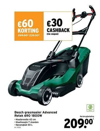 GAMMA Bosch grasmaaier advanced rotak 690 1800w aanbieding