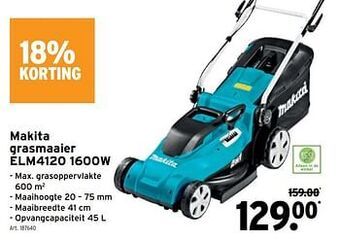 GAMMA Makita grasmaaier elm4120 1600w aanbieding