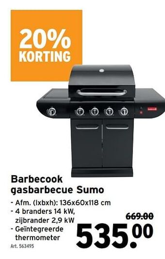 GAMMA Barbecook gasbarbecue sumo aanbieding