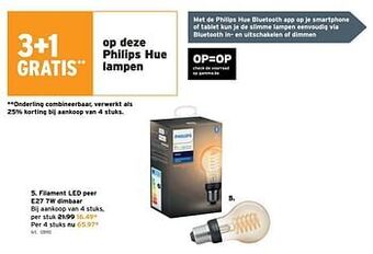 GAMMA Philips filament led peer e27 7w dimbaar aanbieding