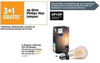 GAMMA Philips filament led lamp e27 7w dimbaar aanbieding