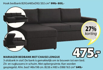 Jysk Mariager Bedbank Met Chaise Longue aanbieding