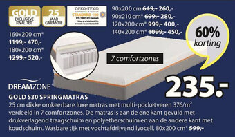 Jysk Dreamzone Gold S30 Springmatras aanbieding