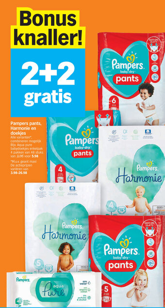 Albert Heijn Pampers pants, Harmonie en doekjes aanbieding