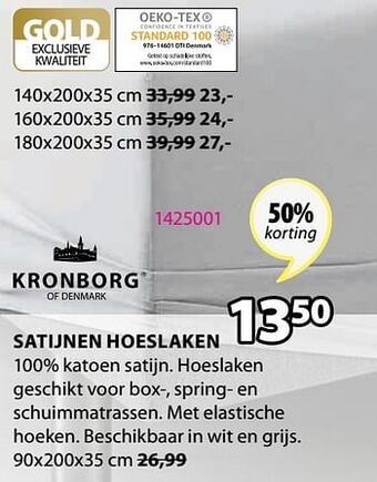 Jysk Satijnen hoeslaken aanbieding
