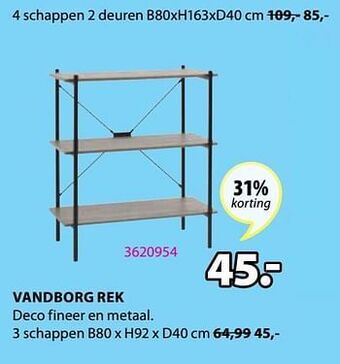 Jysk Vandborg rek 3 schappen aanbieding