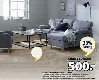 Jysk Gedved zitbank met chaise longue aanbieding