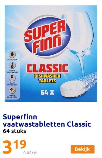 Action Superfinn vaatwastabletten Classic aanbieding