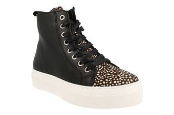 Berca Shoes Maruti Bottine Dames Volledig Leder Trend Dierenprint - Zwart aanbieding