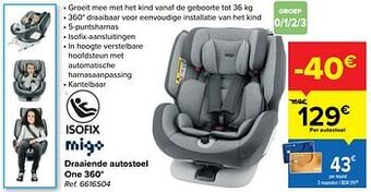 Carrefour Draaiende autostoel one 360° aanbieding