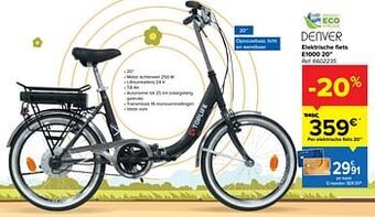 Carrefour Elektrische fiets e1000 20`` aanbieding
