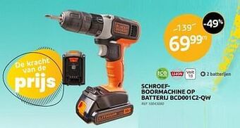 Brico Black + decker schroefboormachine op batterij bcd001c2-qw aanbieding