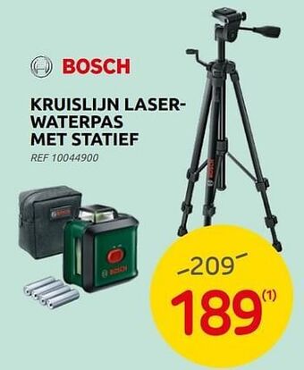 Brico Bosch kruislijn laserwaterpas met statief aanbieding