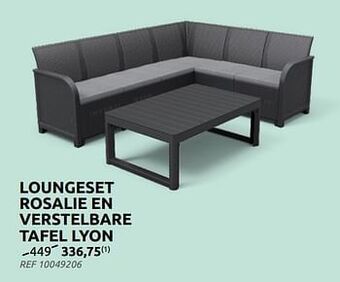Brico Loungeset rosalie en verstelbare tafel lyon aanbieding