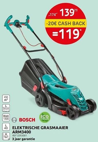 Brico Bosch elektrische grasmaaier arm3400 aanbieding