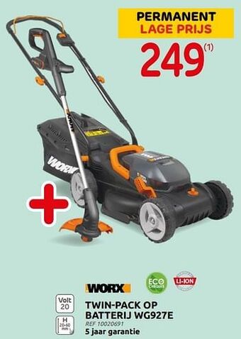 Brico Worx twin-pack op batterij wg927e aanbieding