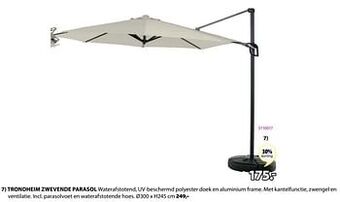 Jysk Trondheim zwevende parasol aanbieding