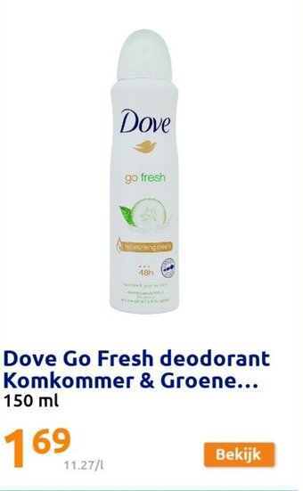 Action Dove Go Fresh deodorant Komkommer & Groene... aanbieding