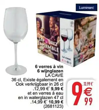 Cora 6 verres à vin 6 wijnglazen la cave aanbieding